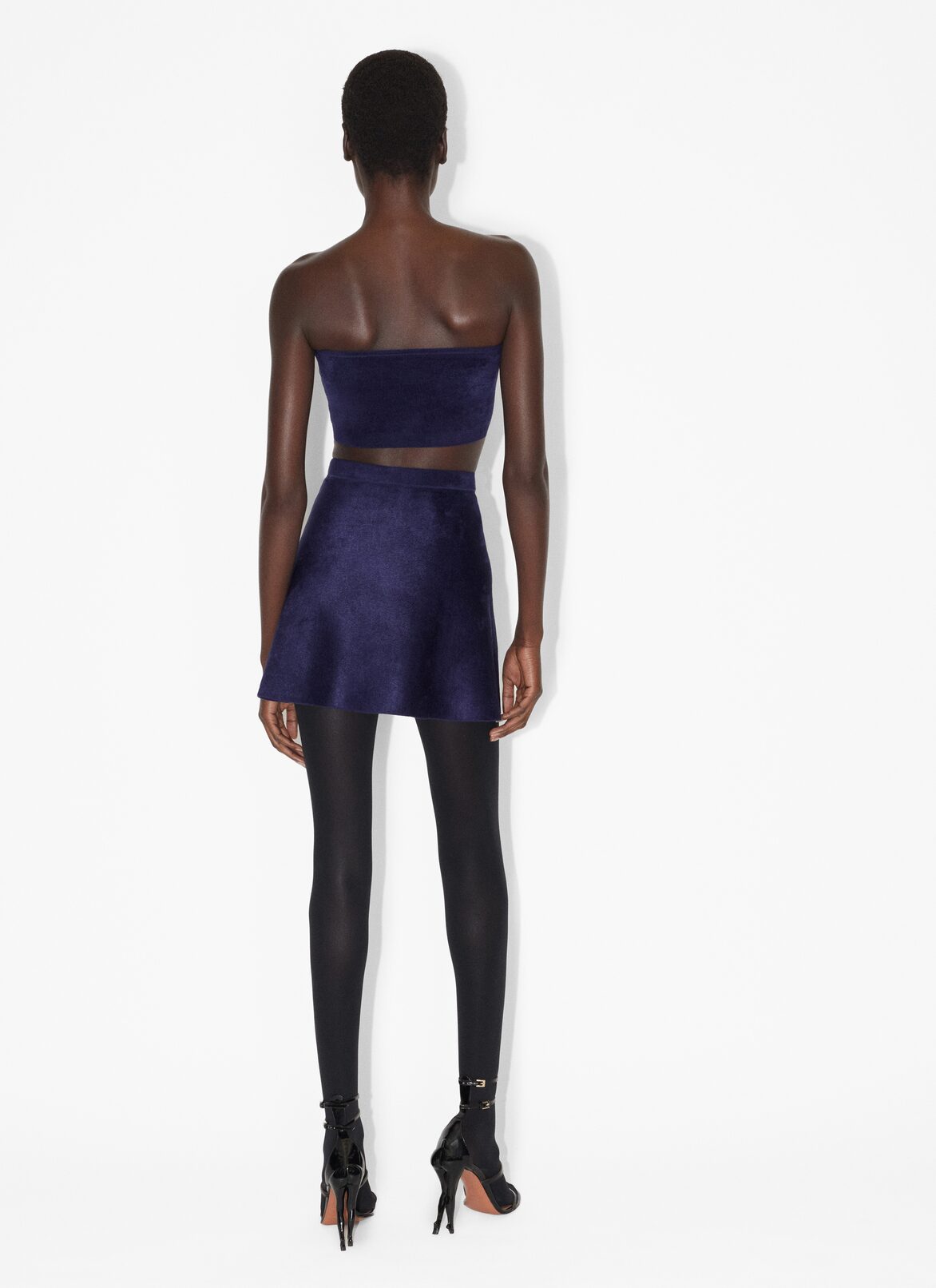 Mini velvet skirt ALAÏA BLUE MINI VELVET SKIRT